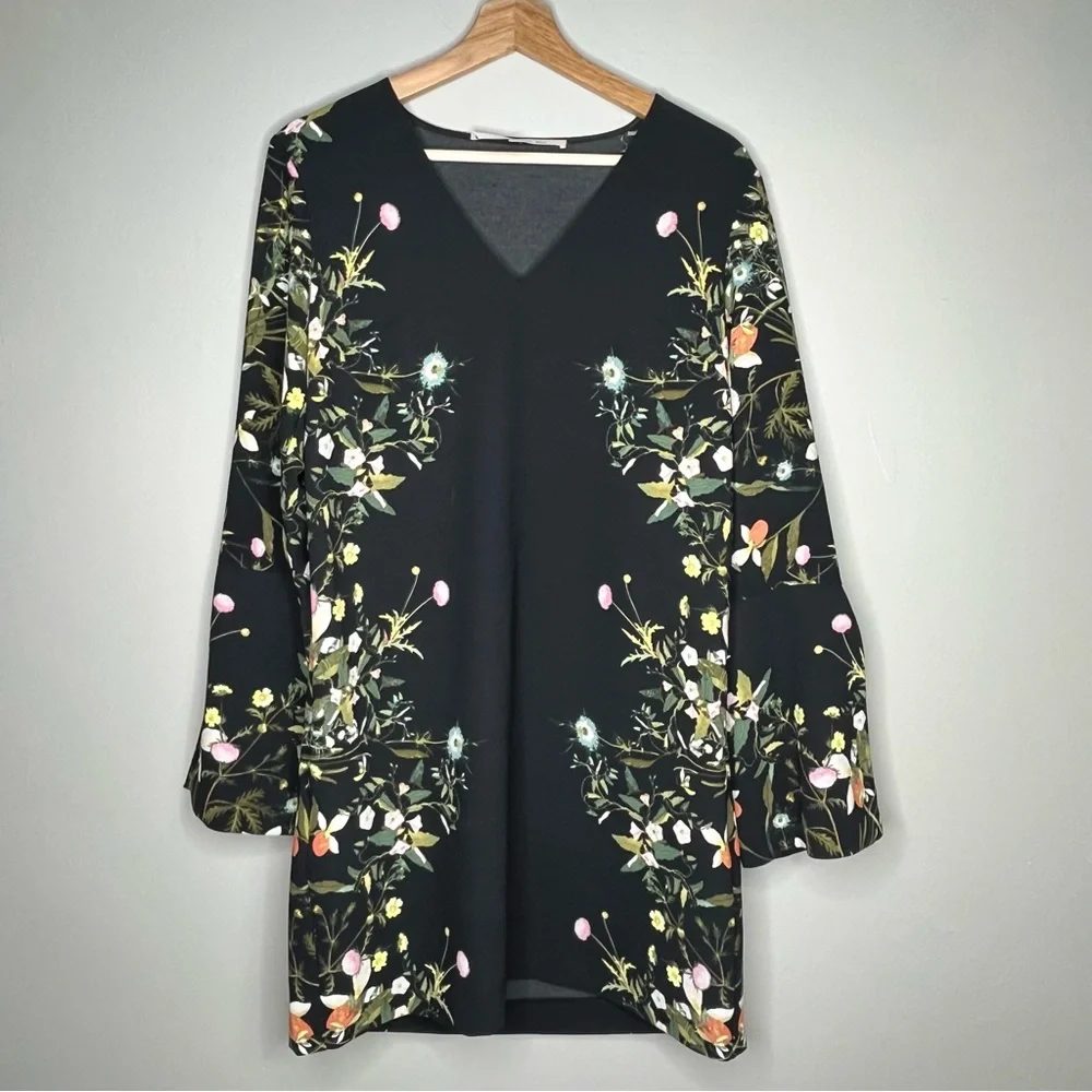 RACHEL Rachael Roy Floral Print Shift Long Sleeve Mid-Length Dress - Picture 3 of 12